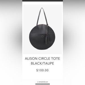 NEW WITH TAGS: Remi & Reid Black Leather Circle Tote!!